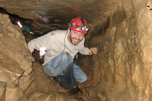 Biology Student explores a cave